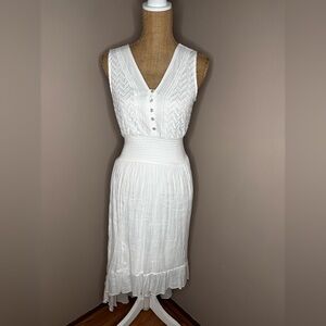 J Gee Women’s Sleeveless Crocheted High Low Flowy White Dress Size Small